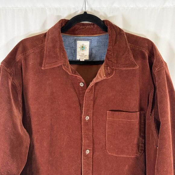 The Territory Ahead Jacket Mens XL Brown Corduroy Button Front Pockets Cotton Bl - Picture 2 of 10